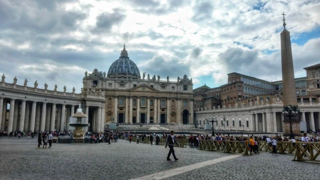 Piazza San Pietro with chairs set up for the pope's general audience.