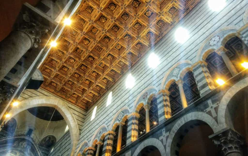 ornately carved and decorated cathedral ceiling