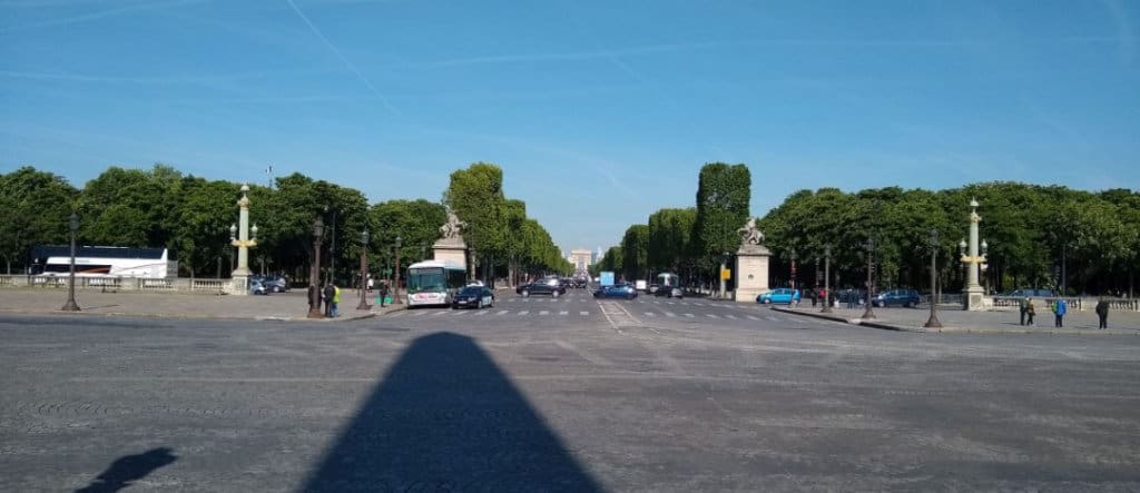 A look down the Champs-Elysees from Place de la Concorde in Paris.