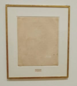 Robert Rauschenberg's Erased de Kooning Drawing on temporary display at the Museum of Modern Art in New York City