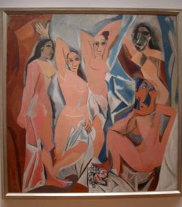 Pablo Picasso's Les Demoiselles d'Avignon on display at the Museum of Modern Art in New York City
