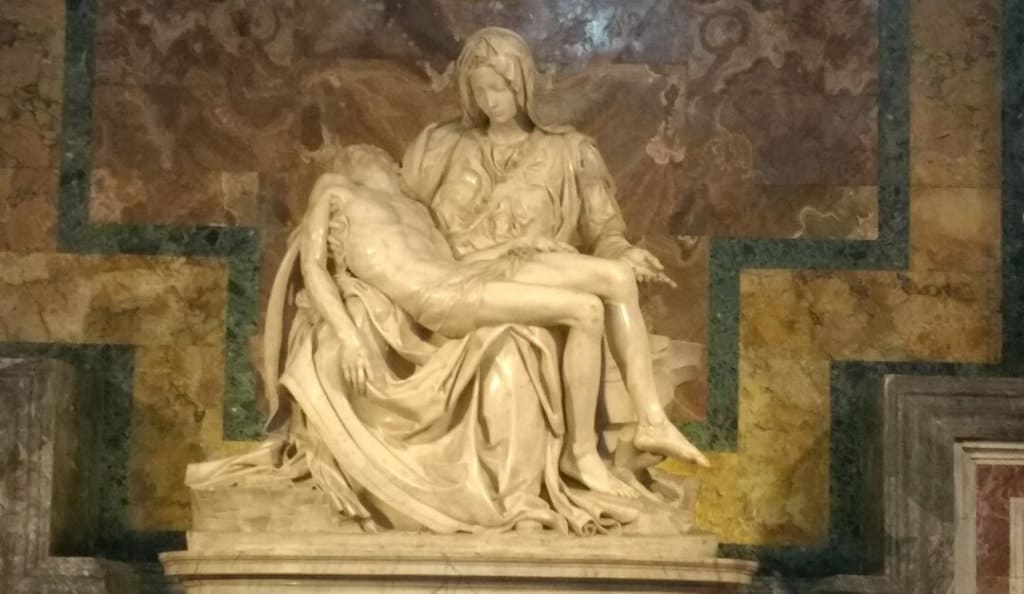 Michelangelo's Pieta on display at St. Peter's Basilica in Vatican City