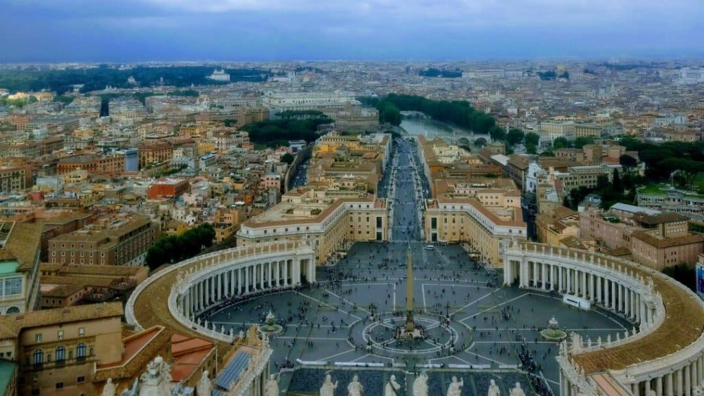 View of St. Peter's Square and Rome from the cupola of St. Peter's Basilica