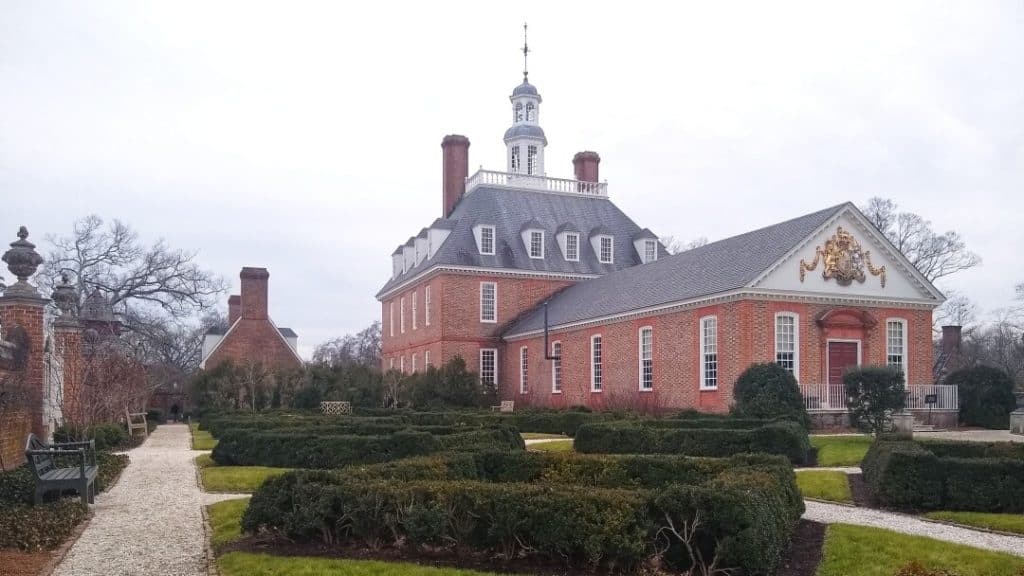 Rear view of the Royal Governor's Palace in Colonial Williamsburg