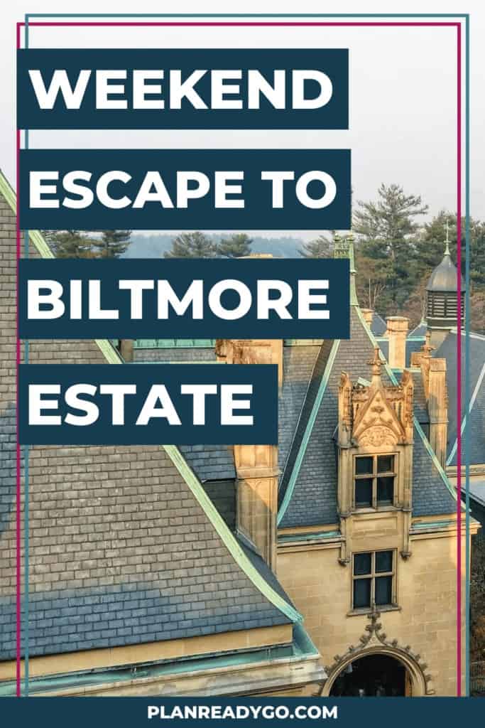 Roof view of the Biltmore house with a text overlay.