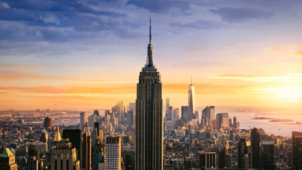 New York City skyline at sunrise with Empire State Building