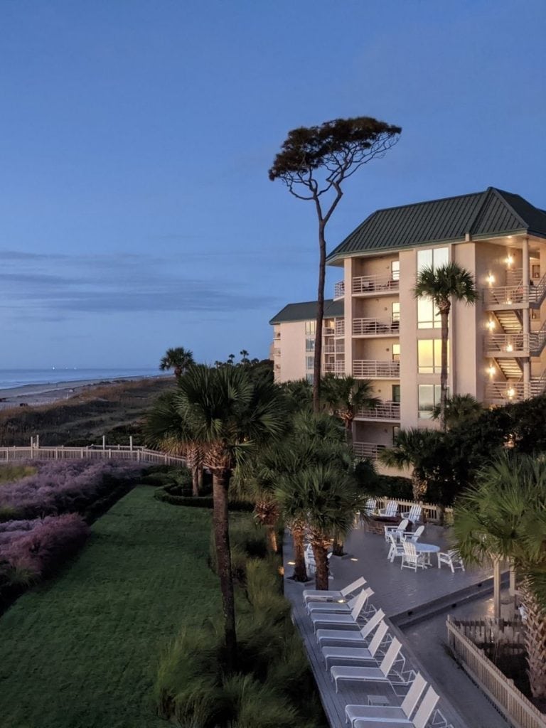 Resort on Hilton Head Island beach at dawn