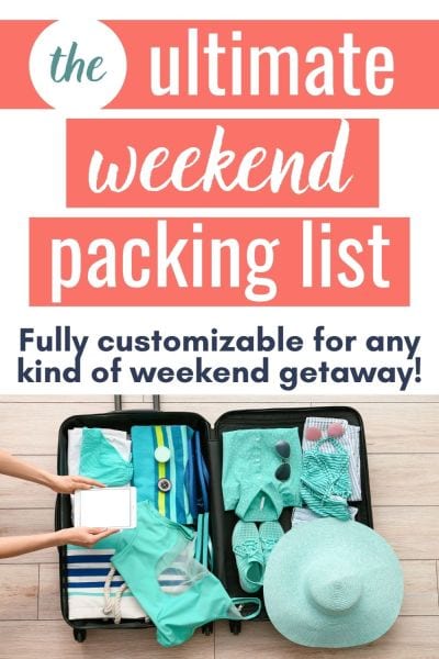 Complete packing list for a weekend trip