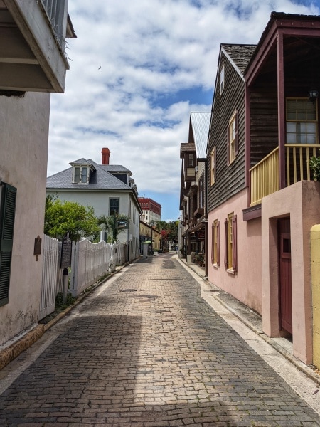old narrow cobblestone street in St Augustine Florida