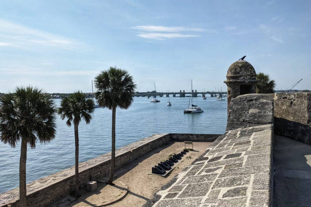 View of the Matanzas River and the Bridge of Lions from top of Castillo de San Marcos