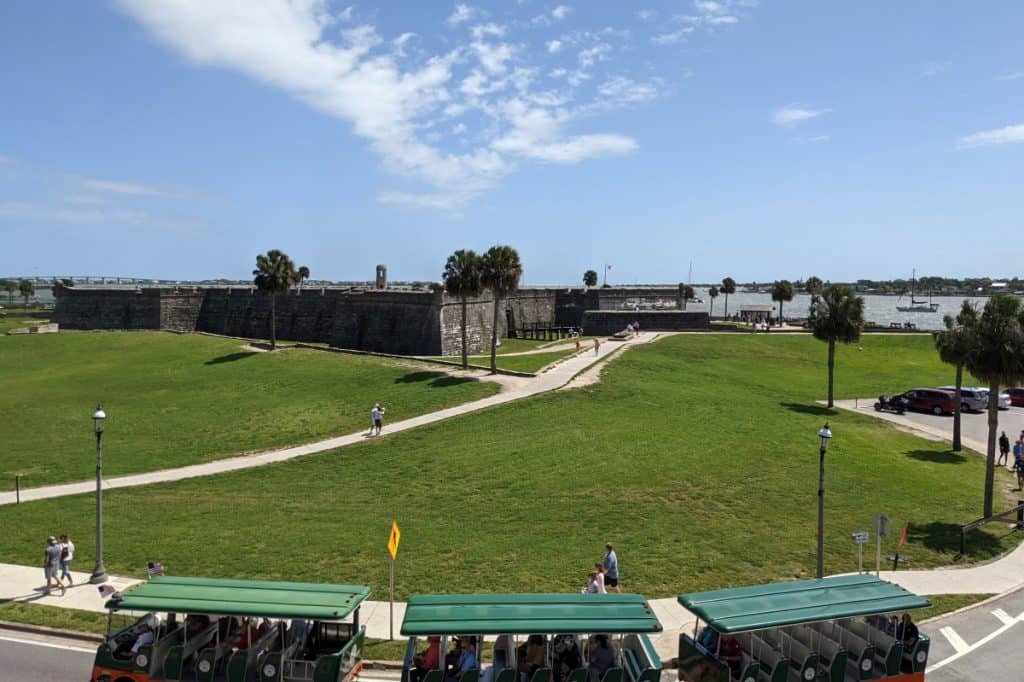View of Castillo de San Marcos from Colonial Quarter Watchtower in St. Augustine, Florida