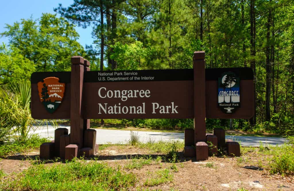 Entrance Sign in Congaree National Park in South Carolina