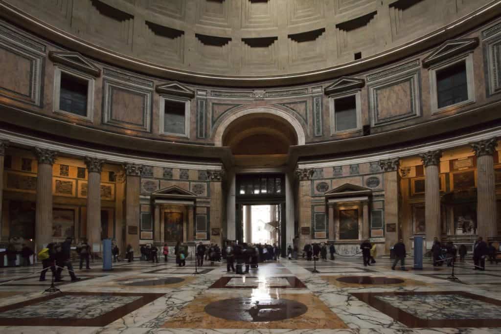 Interior of the Pantheon with visitors
