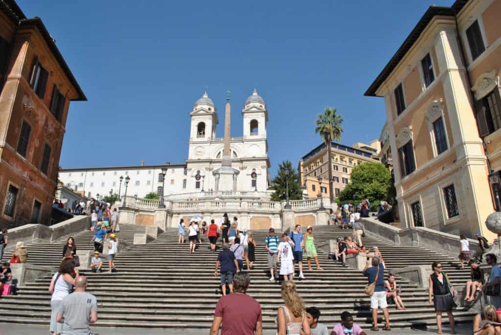 tourists on the Spanish Steps in Rome