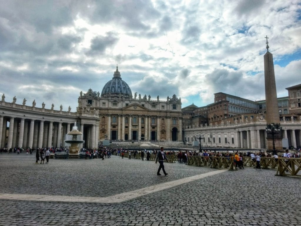 tourists in St. Peter's Square in Vatican City