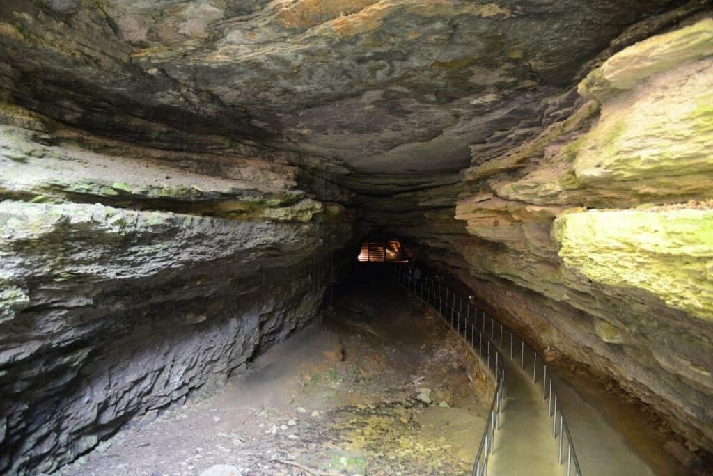 cave opening with a walkway area