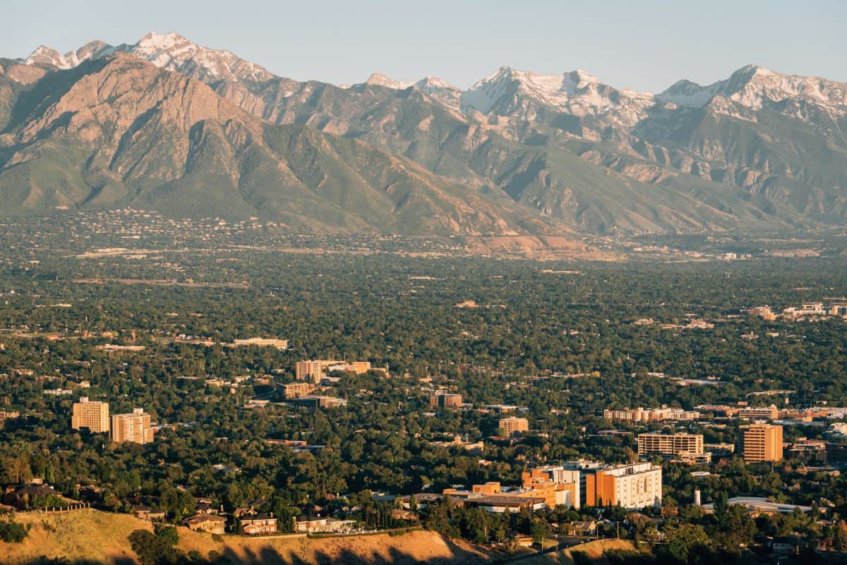 view of Salt Lake City from Ensign Peak in Utah