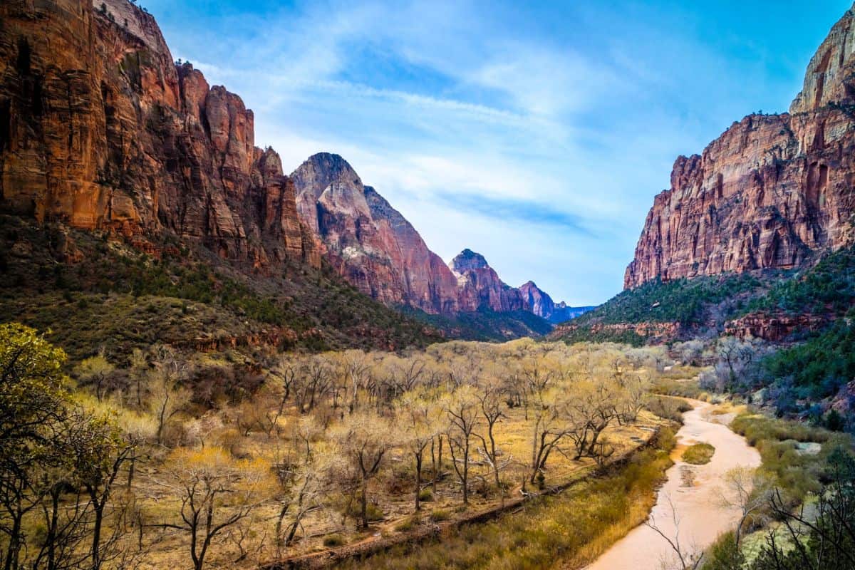 mountain ridges in Zion National Park