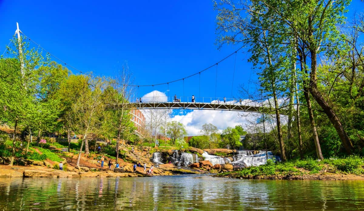 suspension bridge over a small river