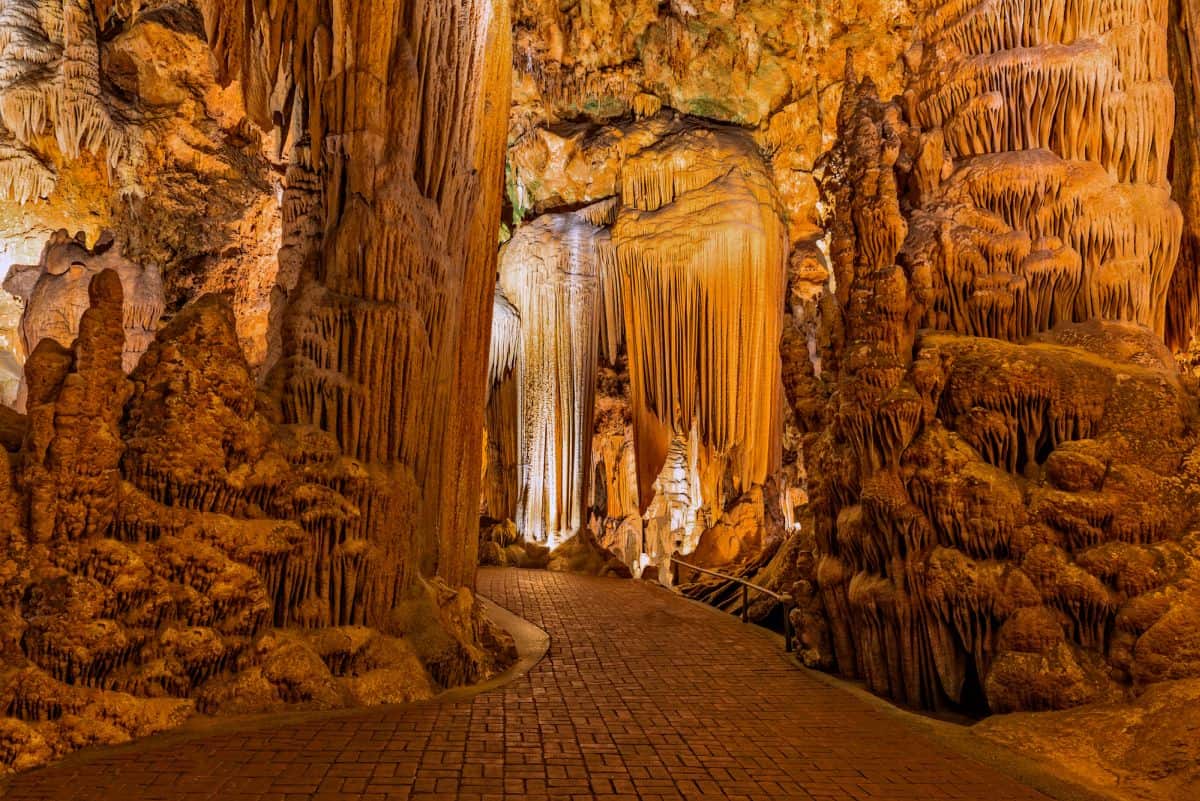 large cave full of rock formations