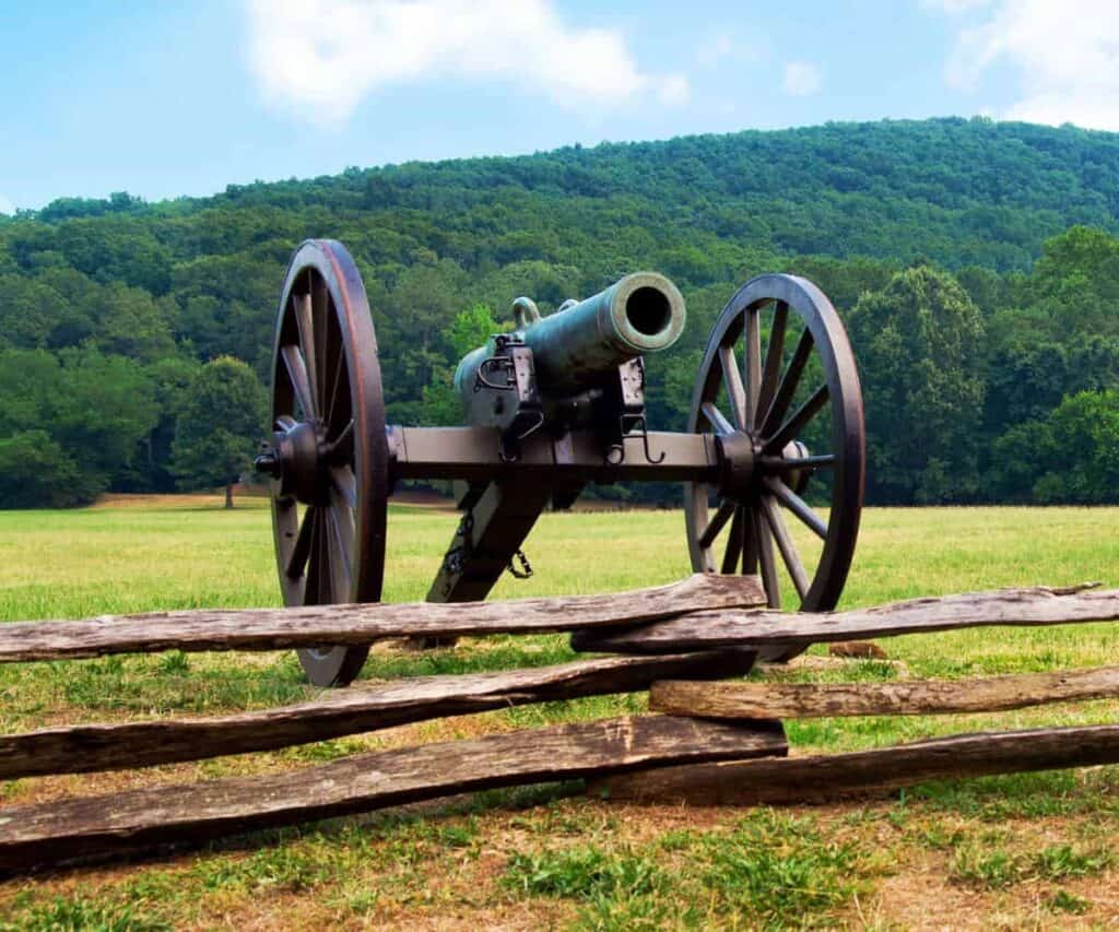 Old cannon on a civil war battlefield at Kennesaw Mountain in Georgia