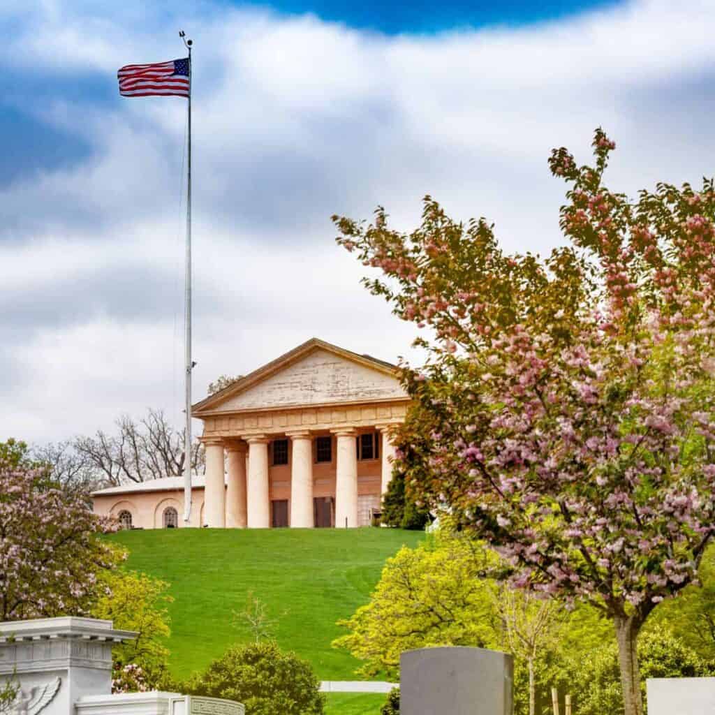 large house with pillars at Arlington National Cemetery