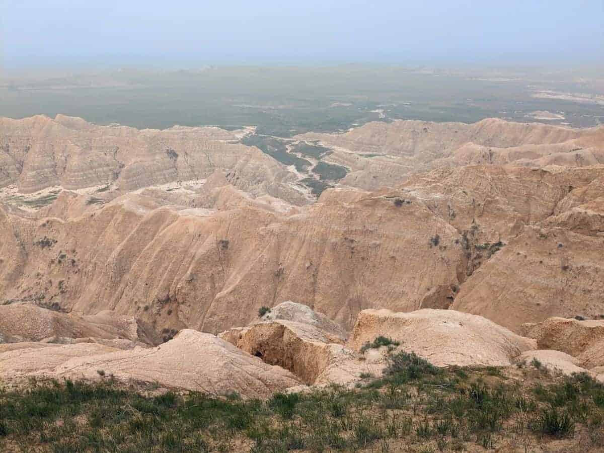 Overlooking rock formations at Badlands National Park