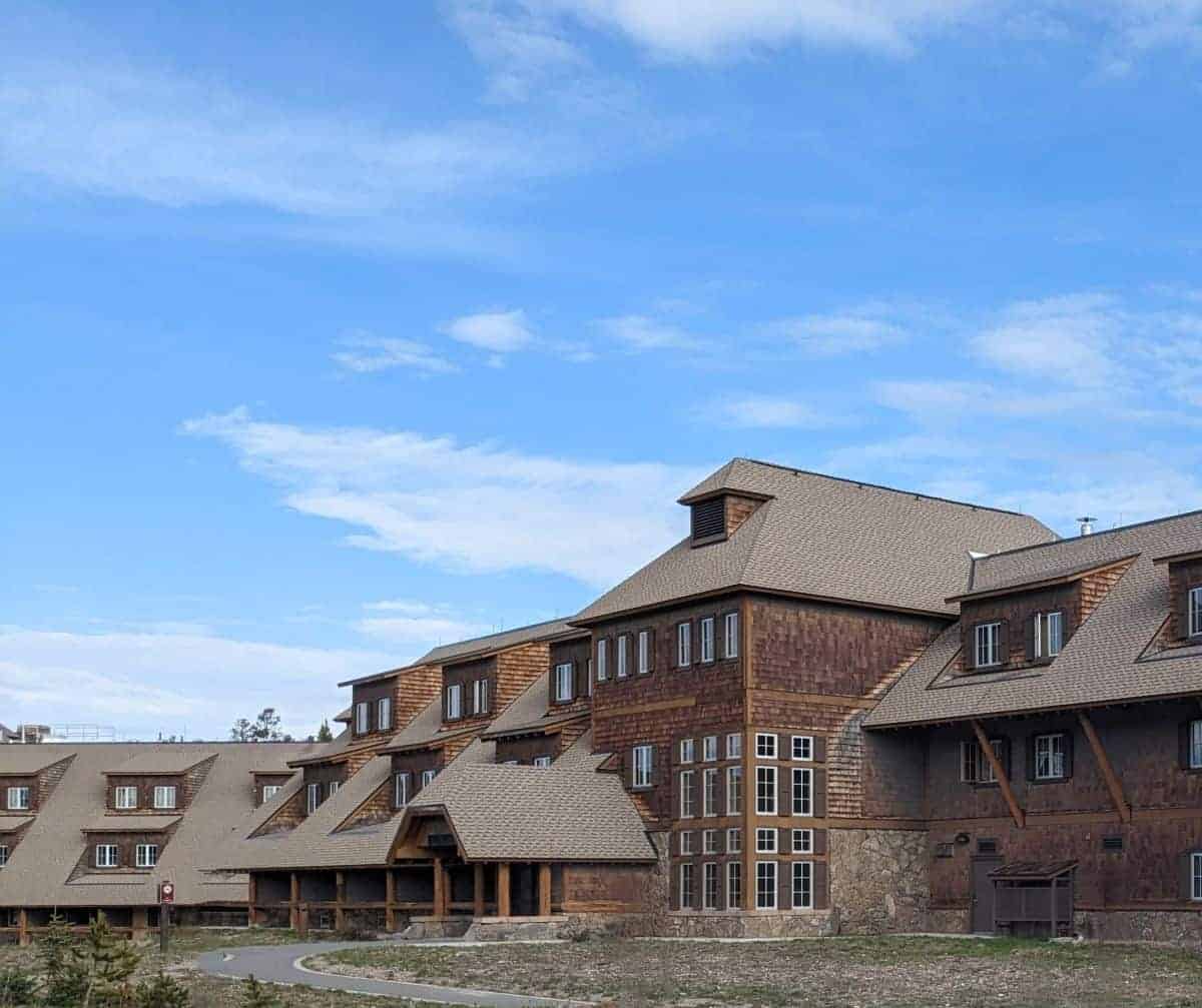 Large wooden hotel lodge building