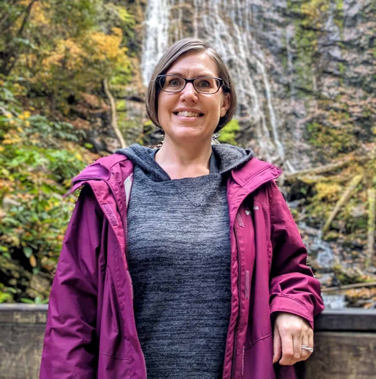 Photo of the author in front of Mingo Falls.