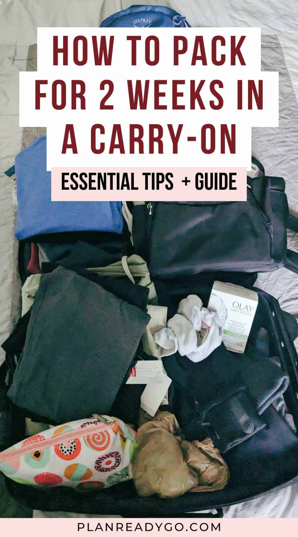 How to Pack for 2 Weeks in a Carry-on Pinterest image